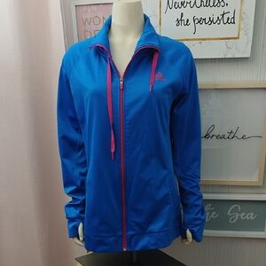 Adidas Women's Vibrant Blue Jacket with Pink Details